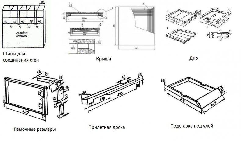 10 рамочный улей дадан: размеры, чертежи, содержание