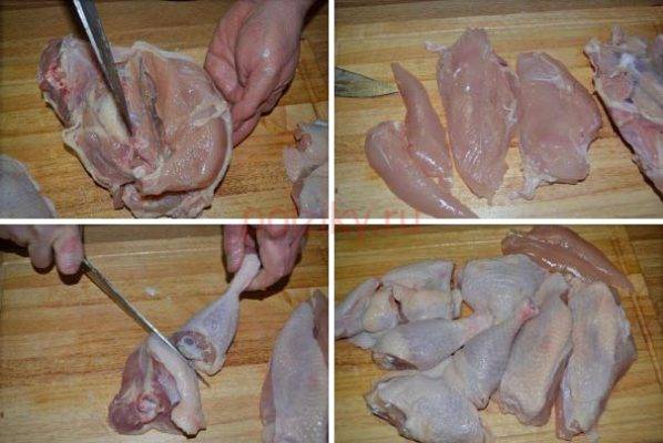 Как разделать курицу правильно на части и порционные куски (схема)